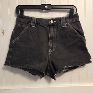 PacSun Black High-Rise Raw Hem Carpenter Jean Shorts Size 28